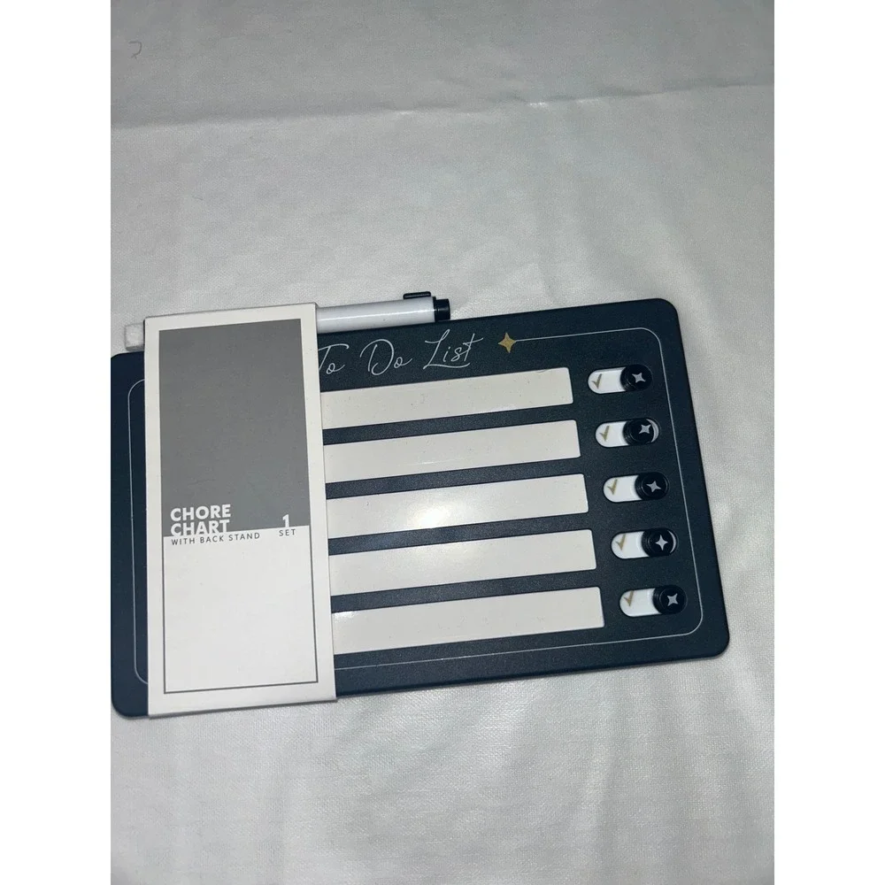To Do List Chore Chart with Back Stand and Dry Erase Marker Black White 1 Set
